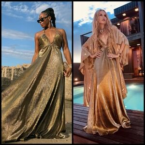 Show Me Your MuMu Metallic Gold Maxi Dress